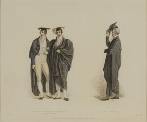 Gentleman Commoner und Nobleman with Pro Proctor, graverad av J. Agar, publicerad i R. Ackermanns 